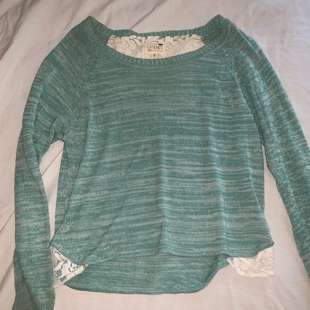 PACSUN LA Hearts Light Blue Sweater